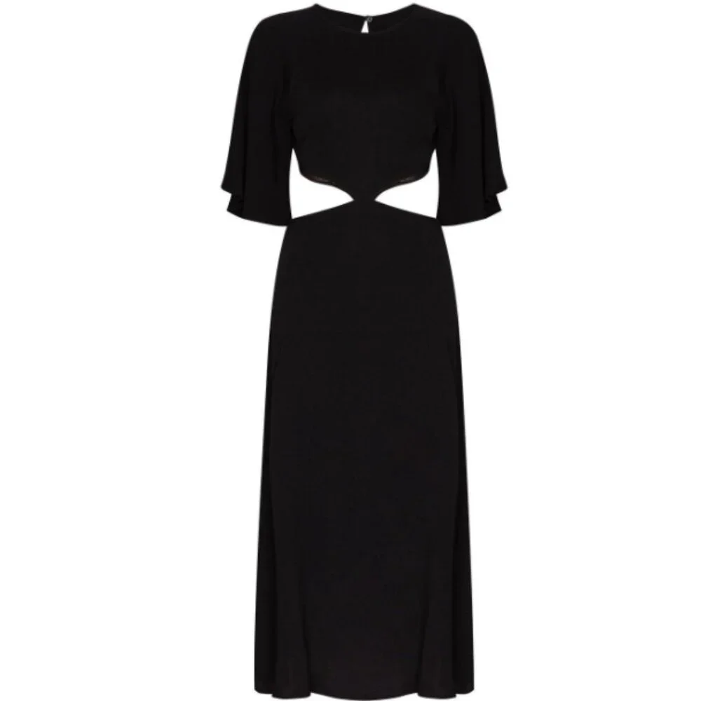 Reformation Benny Cutout Crepe Midi Dress - Picture 1 of 13